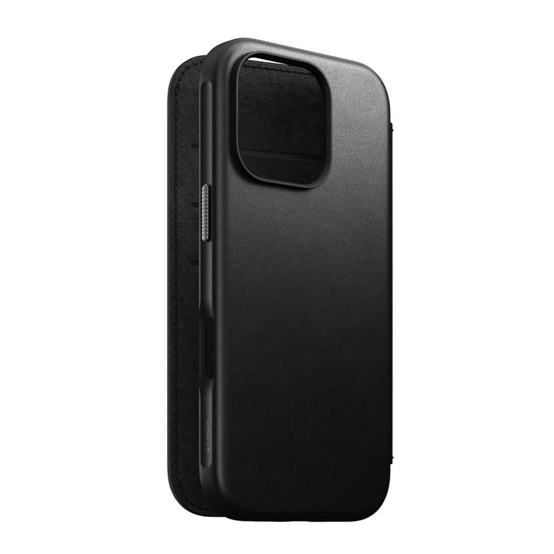 Nomad Modern Leather Folio iPhone 16 Pro / 16 Pro Max - Black - [C] - كفر حماية - كفر جلد مع محفظة - مع ماغ سيف