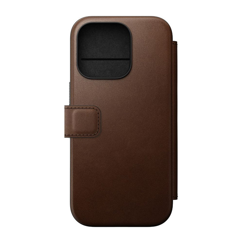 Nomad Modern Leather Folio iPhone 16 Pro / 16 Pro Max - Brown - [C] - كفر حماية - كفر جلد مع محفظة - مع ماغ سيف