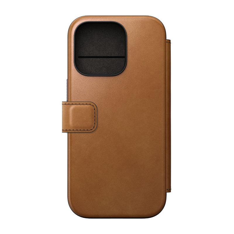 Nomad Modern Leather Folio iPhone 16 Pro / 16 Pro Max - English Tan-C - [C] - كفر حماية - كفر جلد مع محفظة - مع ماغ سيف