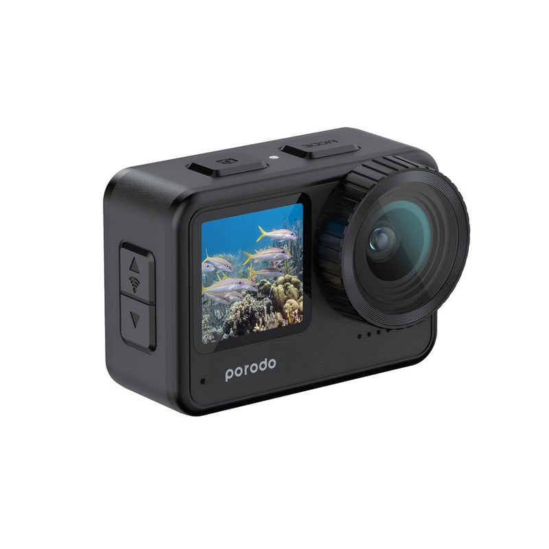 Porodo Lifestyle Fully Waterproof UHD Action Camera Dual Display With Video Stabilisation [O] -كاميرا - مقاومة كاملة للماء - برودو - كفالة 24 شهر -