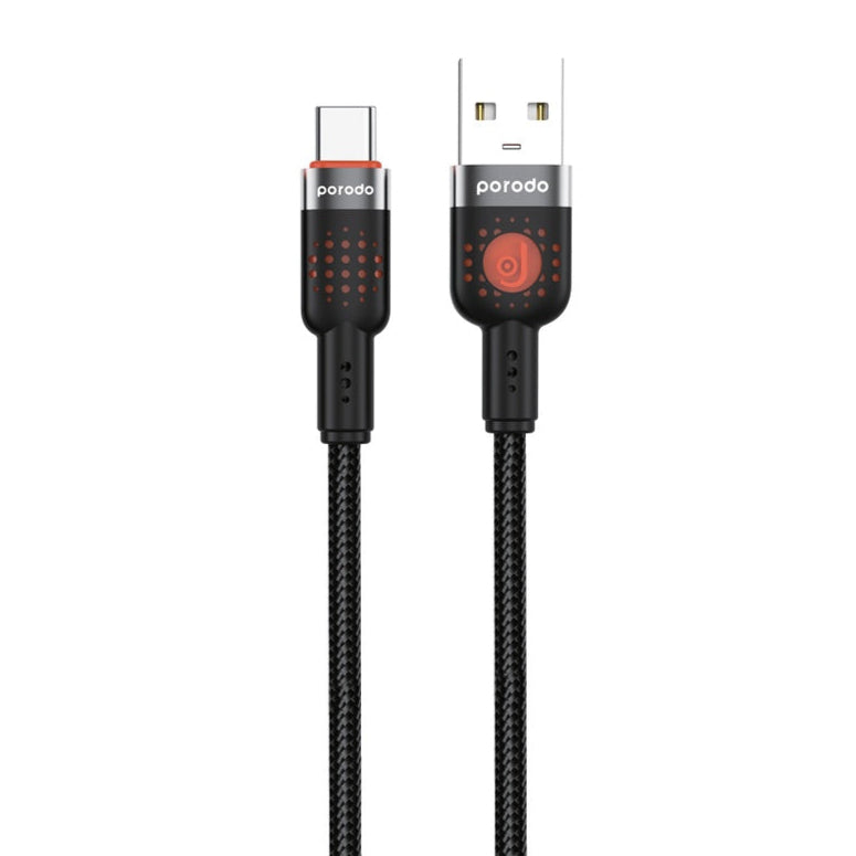 Porodo Braided Cable USB-A to USB-C - سلك شحن - برودو - تايب سي - طول 1.2 متر - كفالة 12 شهر