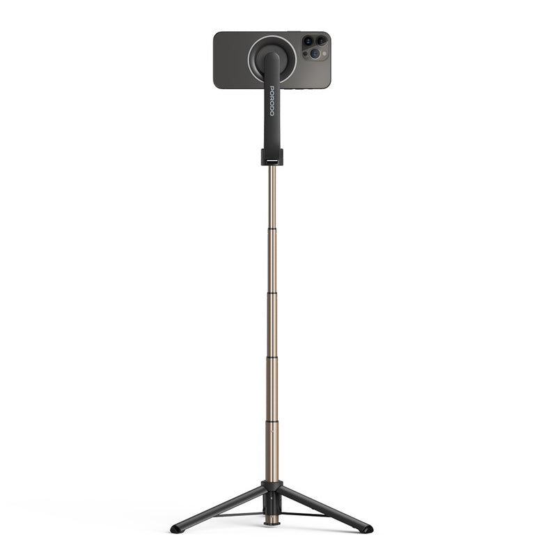 Porodo Magnetic Selfie Stick 64.5cm Extendable with 3 Leg Tripod and Remote Control - Black [O] - عصاة تصوير - ستاند + سيلفي - ماغ سيف - مع ريموت