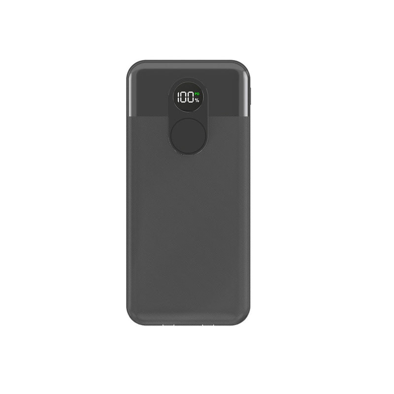 Porodo 20000mAh Powerbank Integrated Cable - Black - بطارية متنقلة - برودو - قوة 20000 - سلك شاحن أيفون + تايب سي - 1 منفذ تايب سي - 1 منفذ يو اس بي - شاشة رقمية - كفالة 24 شهر