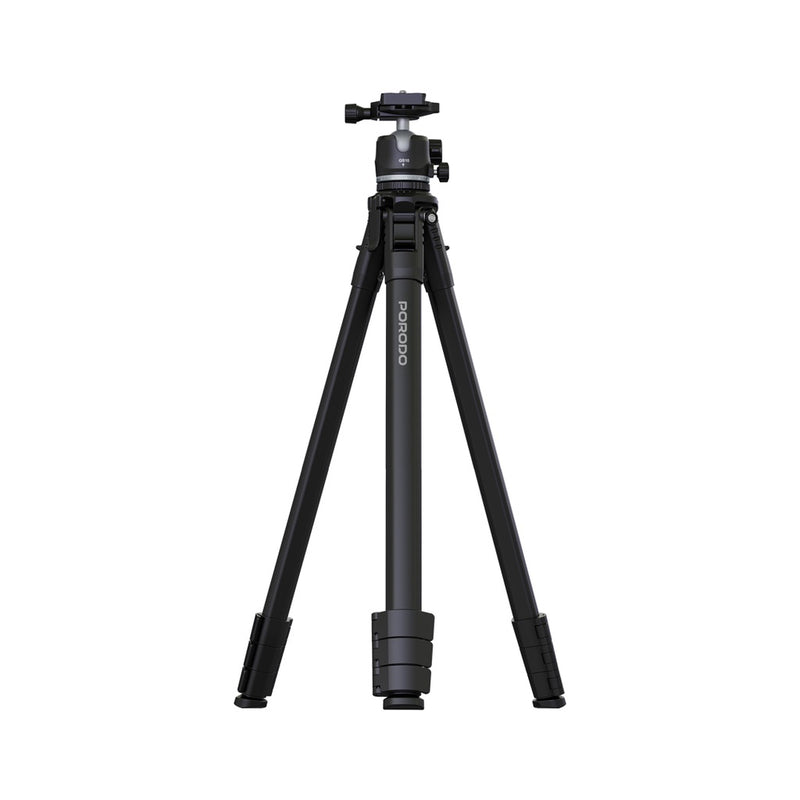 Porodo Ultra-Light Aluminum Tripod - Black - ستاند كاميره + بروجيكتور - برودو