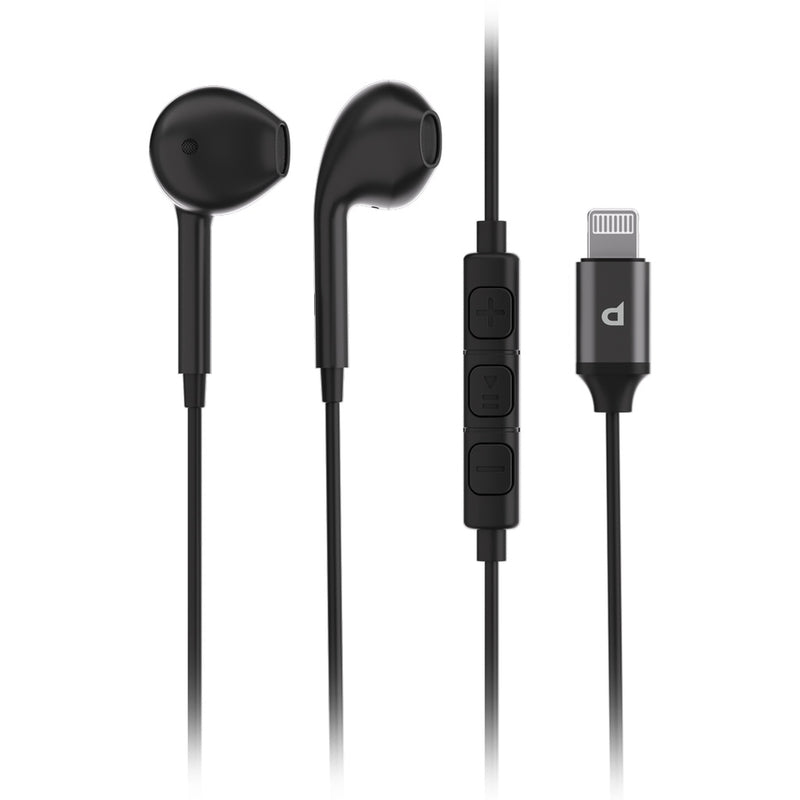 Powerology Stereo MFi Lightning Earphones 1.2M - Black - سماعة اذن - مع مايكروفون - منفذ اللايتينينغ - لجميع اجهزة الايفون ماعدا الايفون 15/16 - معتمدة من ابل - كفالة 12 شهر