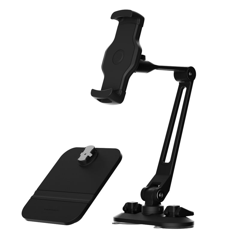 Powerology Adjustable Long Arm 360° Rotatable Suction Phone Holder - Black [O] - ستاند - لجميع انواع الايباد والاجهزة اللوحية والهواتف - متعدد الاوضاع - باورولوجي