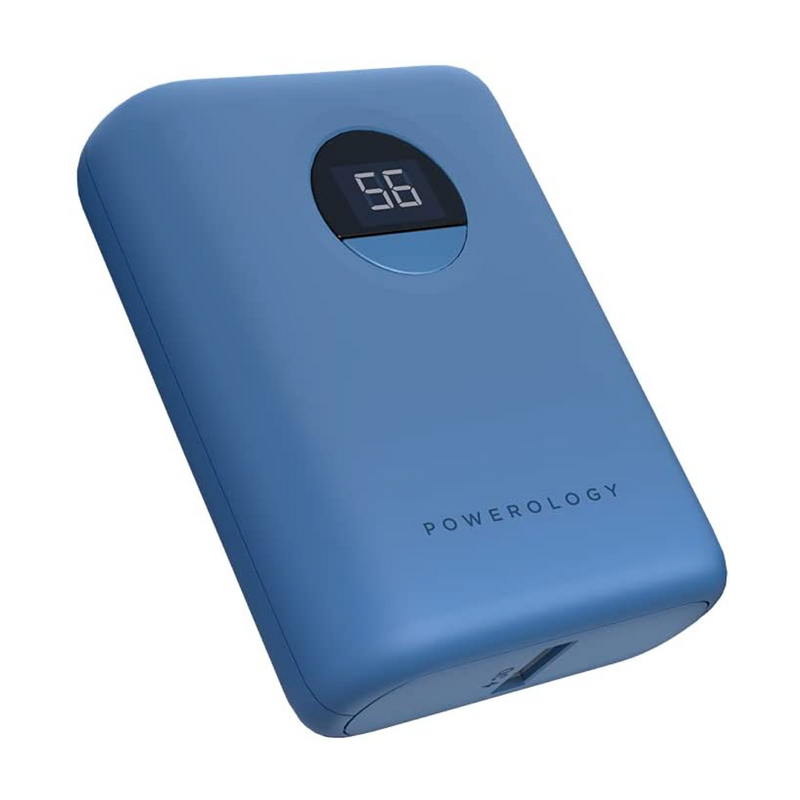 Powerology Ultra-Compact 10000 mAh Fast Charging Power Bank Blue [O] - بطارية متنقلة سعة 10 الف - شاشة رقمية - قوة 20 واط - باورولوجي - كفالة 24 شهر