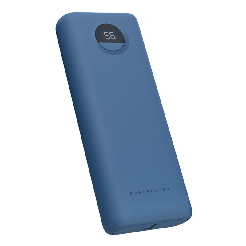 Powerology Compact Power Bank 20000mAh PD 30W Blue [O] - بطارية متنقلة سعة 20 الف - شاشة رقمية - قوة 30 واط - باورولوجي - كفالة 24 شهر