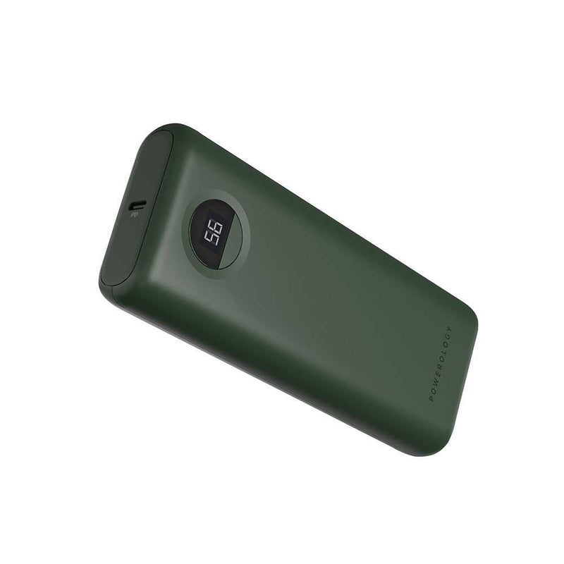 Powerology Compact Power Bank 20000mAh PD 30W Green [O] - بطارية متنقلة سعة 20 الف - شاشة رقمية - قوة 30 واط - باورولوجي - كفالة 24 شهر