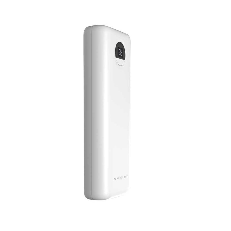 Powerology Compact Power Bank 20000mAh PD 30W White [O] - بطارية متنقلة سعة 20 الف - شاشة رقمية - قوة 30 واط - باورولوجي - كفالة 24 شهر