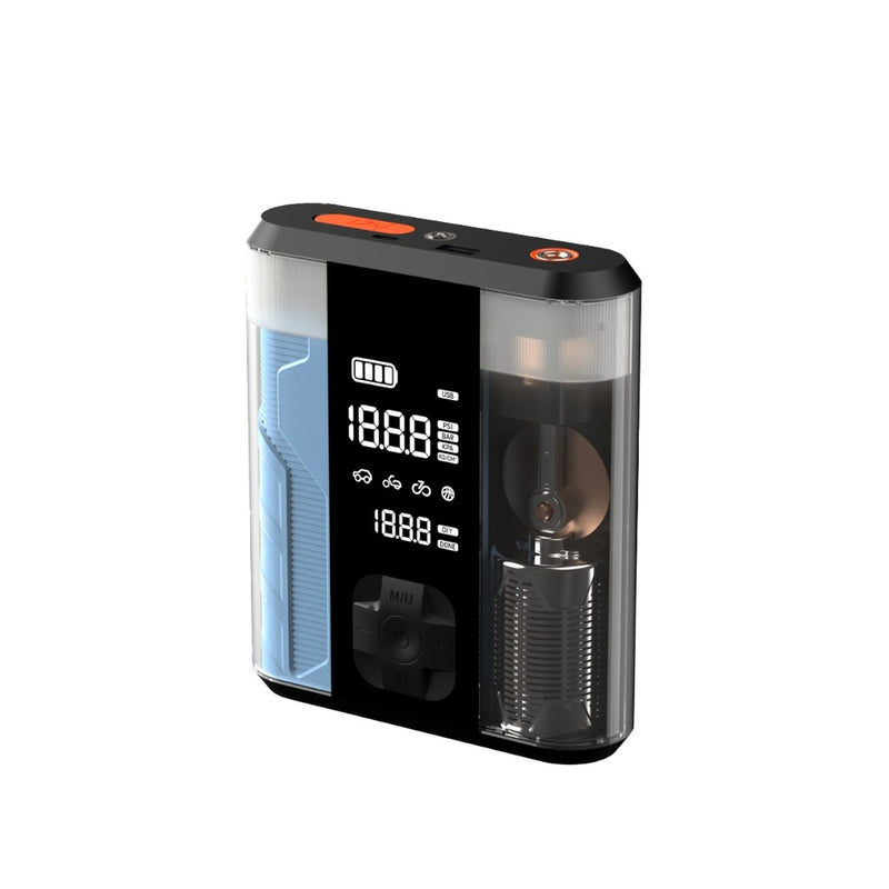 Powerology 8800mAh Jump Start Air Compressor - Transparent - ضاغط هواء + محول طاقة لبطارية السيارة - 2 في 1 - باورولوجي - بطارية بسعة 8800 ميللي امبير - قوة 32.5 واط - كفالة 12 شهر