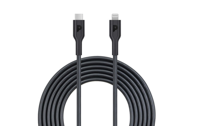 Powerology Type-C to Lightning Cable 2M PD 60W - Black - سلك شحن ايفون - تايب سي - باورولوجي - 2 متر - كفالة 24 شهر