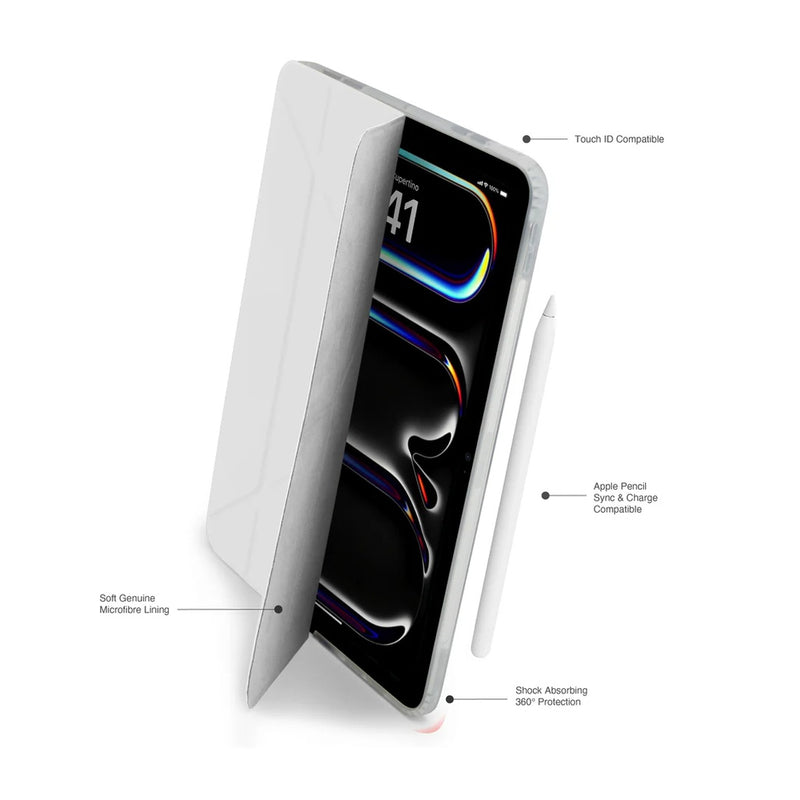 Pipetto Origami No.1 Case for iPad Pro 13" 2024 (White) [C] - كفر ايباد + ستاند + مكان للقلم