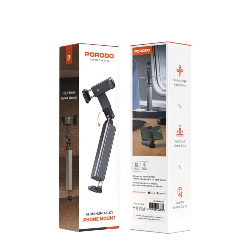 Porodo Aluminum Alloy Phone Mount - Grey  - ستاند لجميع انواع الاجهزة - بورودو