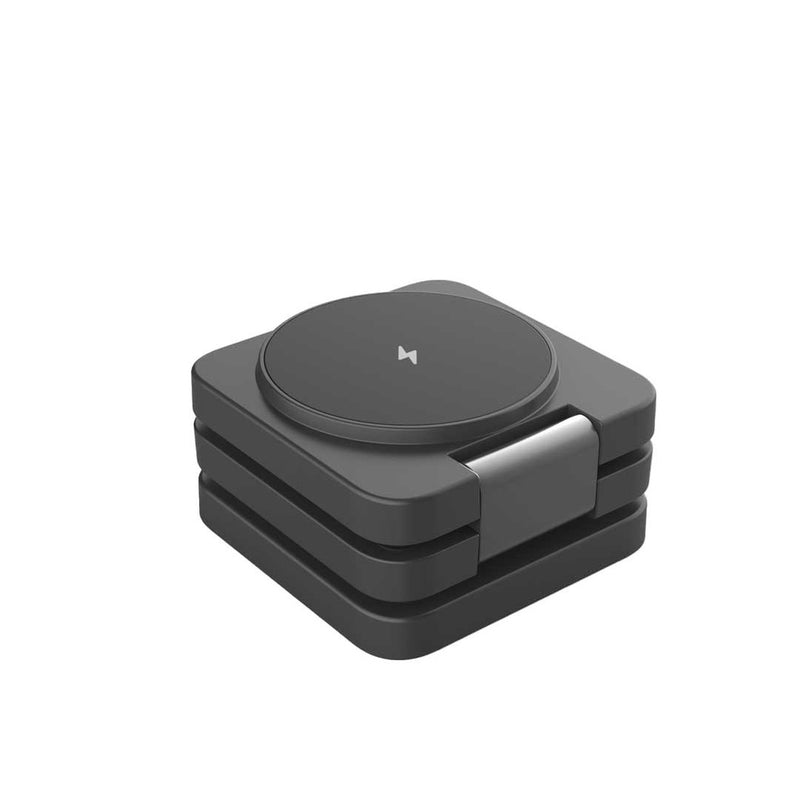 Porodo Multi-Device Wireless Charger Sleek, Lightweight And Travel -Friendly - Black - ستاند شحن - 3 في 1 خاصية الشحن السريع - شحن الايفون + الساعة + السماعة - كفالة 24 شهر