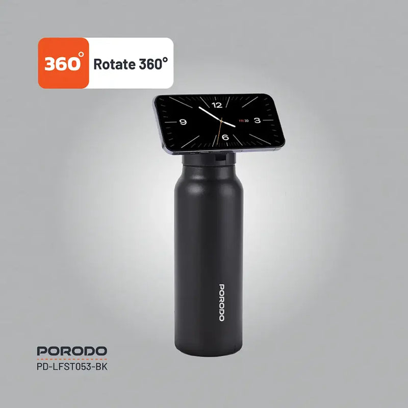 Porodo Lifestyle Magnetic Mount Water Bottle - 700ml - Black [O] - مطارة حافظة للحرارة - ستاند ماغ سيف - بورودو