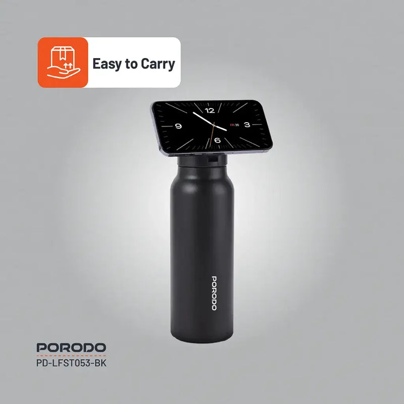 Porodo Lifestyle Magnetic Mount Water Bottle - 700ml - Black [O] - مطارة حافظة للحرارة - ستاند ماغ سيف - بورودو