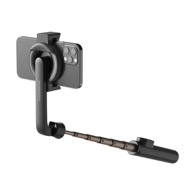 Porodo Magnetic Selfie Stick 64.5cm Extendable with 3 Leg Tripod and Remote Control - Black [O] - عصاة تصوير - ستاند + سيلفي - ماغ سيف - مع ريموت