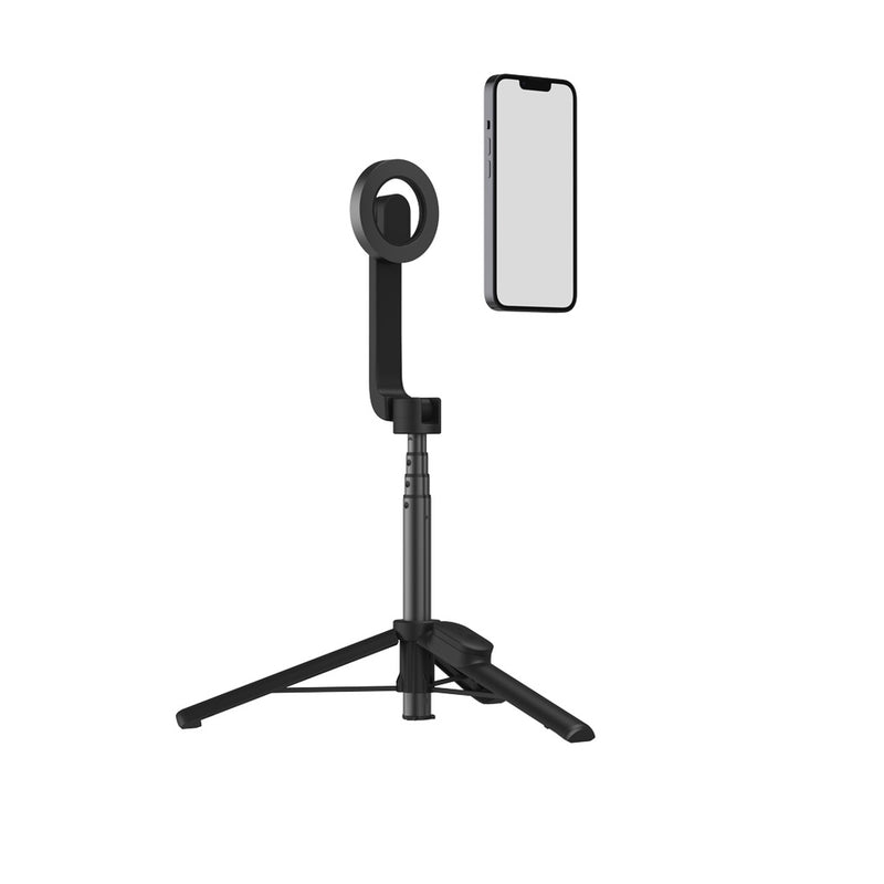 Porodo Magnetic Selfie Stick 64.5cm Extendable with 3 Leg Tripod and Remote Control - Black [O] - عصاة تصوير - ستاند + سيلفي - ماغ سيف - مع ريموت