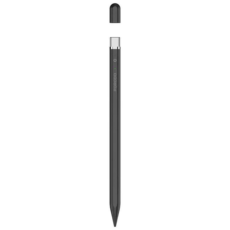 Porodo Smart Stylus Pen for iPad - Black - قلم الكتروني - لجميع انواع الاجهزة - مغناطيس - كفالة 12 شهر