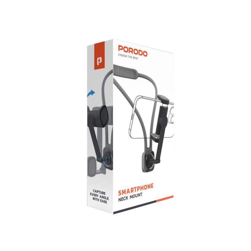 Porodo Smartphone Neck Mount - Black - ستاند  - رقبة - متوافق مع جميع انواع الاجهزة - مناسب للتصوير