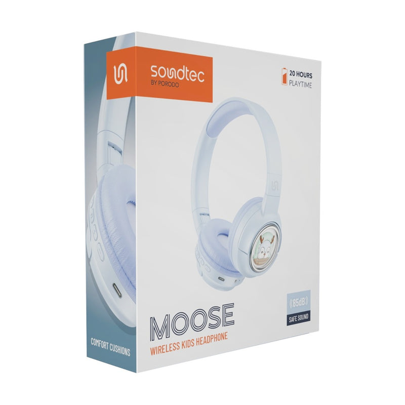 Porodo Soundtec Moose Wireless Kids Headphone - Blue - سماعة رأس بلوتوث - بورودو - كفالة 24 شهر