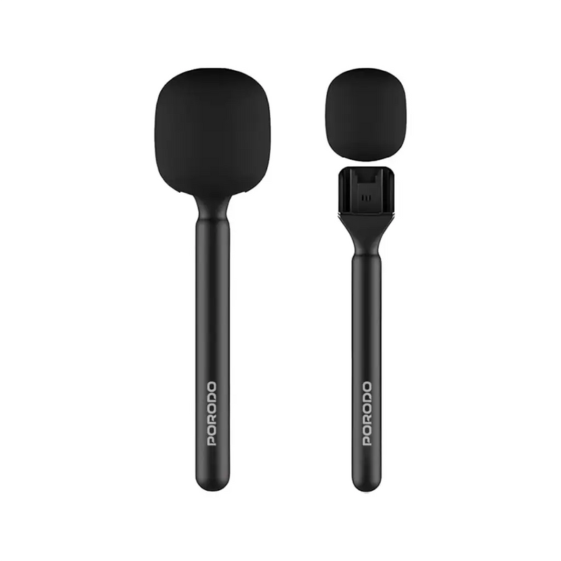 Porodo Two-Device Connect Handheld Lavalier Microphone - Black [O] - ميكروفون - تصوير - خاصية استقبال الصوت من جميع الاتجاهات - بورودو - كفالة 24 شهر