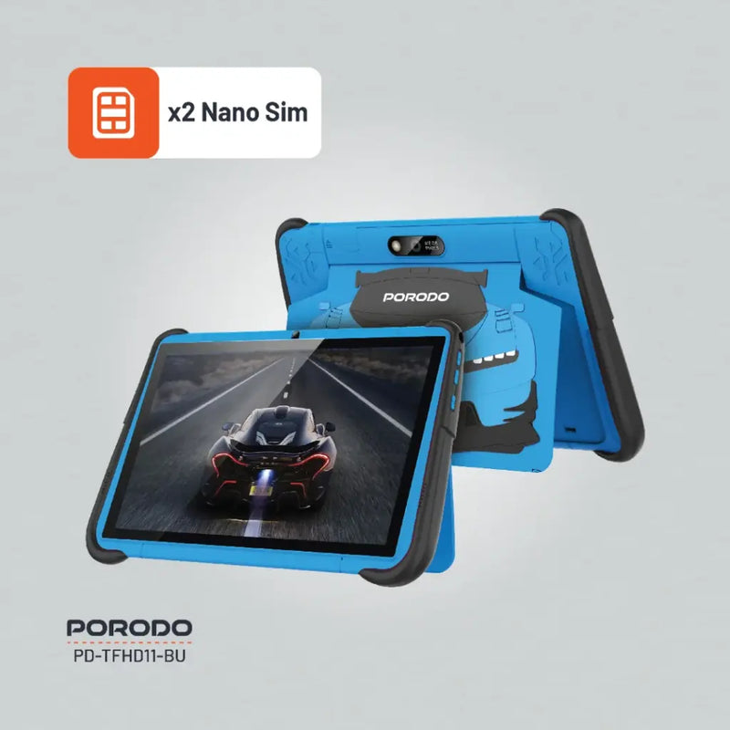 Porodo 10.1" Kids Android Tablet - Blue - تابلت اطفال - يدعم 2 شريحتين اتصال + ميموري - برودو