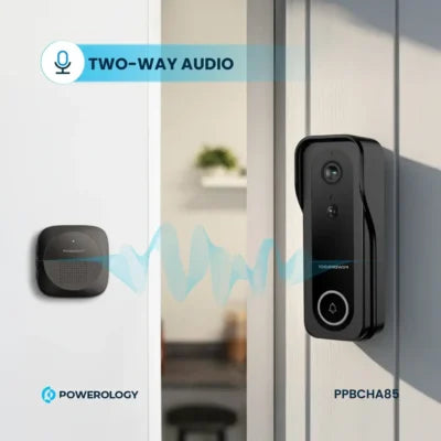 Powerology Smart Doorbell Camera - Black [O] - جرس باب لاسلكي + كاميرا - باورلوجي