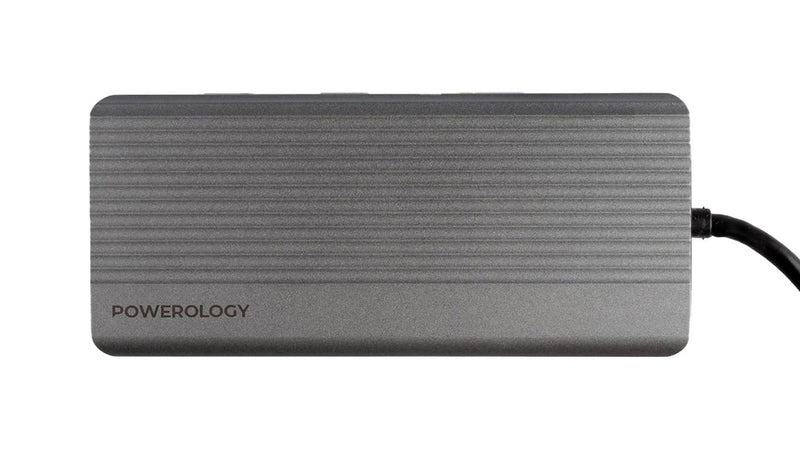 Powerology 12in1 USB-C Hub HDMI Type-C 100W PD Ethernet VGA USB SD MicroSD 3.5AUX - Dark - وصلة تايب سي - 12 في 1 - متعددة الاستعمالات - لاجهزة الايباد برو - والماكو بوك واللاب توبات - كفالة 24 شهر