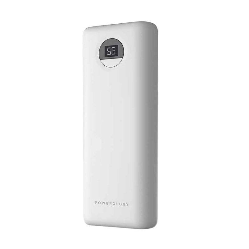 Powerology Compact Power Bank 20000mAh PD 30W White [O] - بطارية متنقلة سعة 20 الف - شاشة رقمية - قوة 30 واط - باورولوجي - كفالة 24 شهر