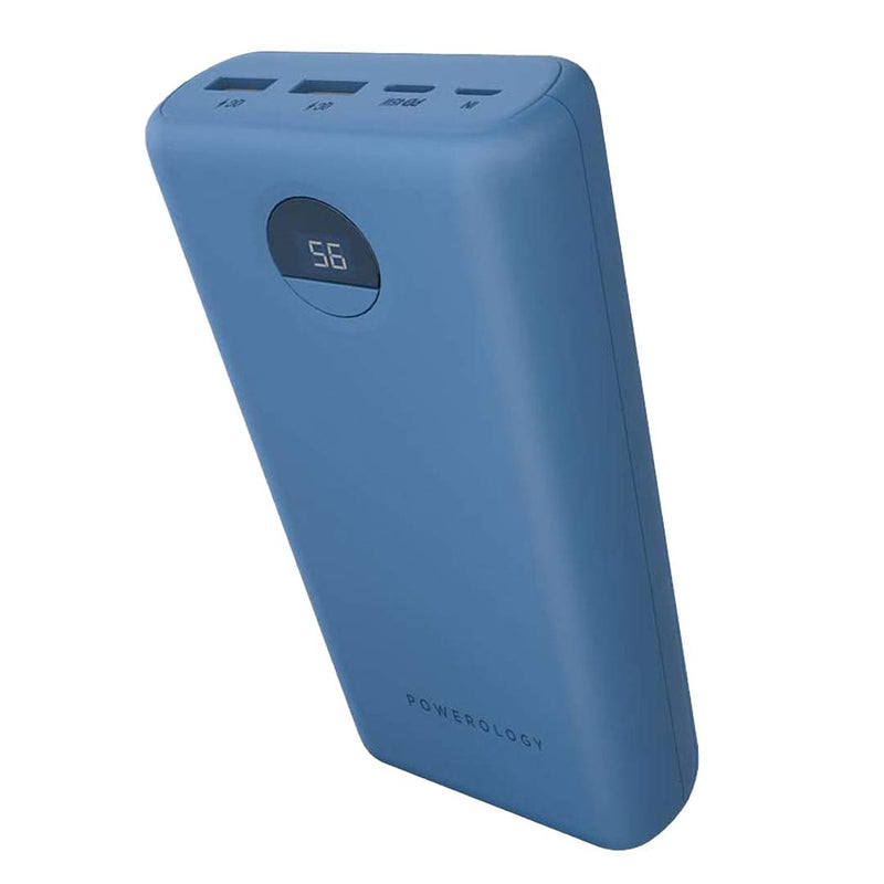 Powerology Compact Power Bank 20000mAh PD 30W Blue [O] - بطارية متنقلة سعة 20 الف - شاشة رقمية - قوة 30 واط - باورولوجي - كفالة 24 شهر