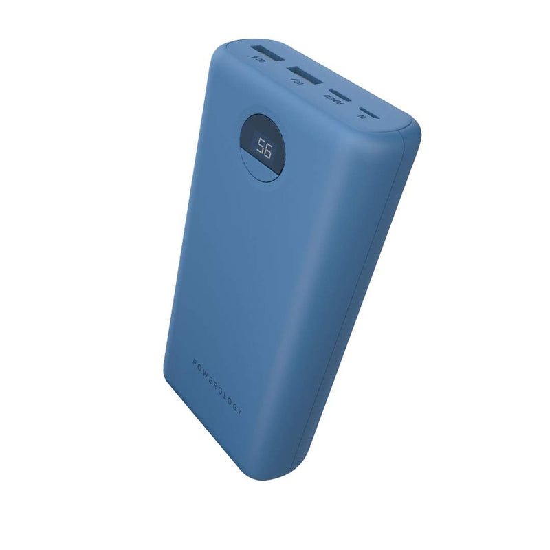 Powerology Compact Power Bank 20000mAh PD 30W Blue [O] - بطارية متنقلة سعة 20 الف - شاشة رقمية - قوة 30 واط - باورولوجي - كفالة 24 شهر