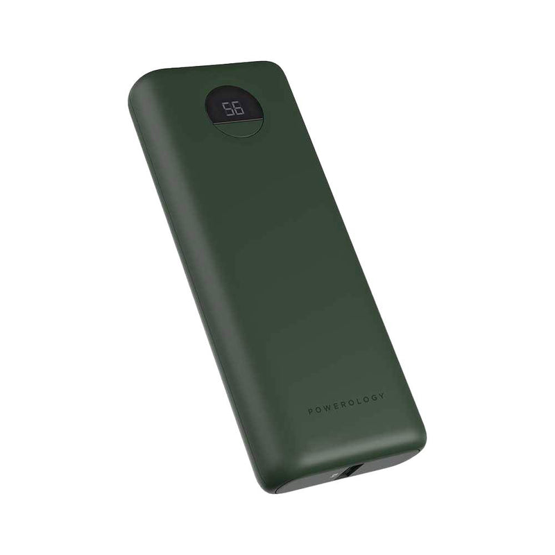 Powerology Compact Power Bank 20000mAh PD 30W Green [O] - بطارية متنقلة سعة 20 الف - شاشة رقمية - قوة 30 واط - باورولوجي - كفالة 24 شهر