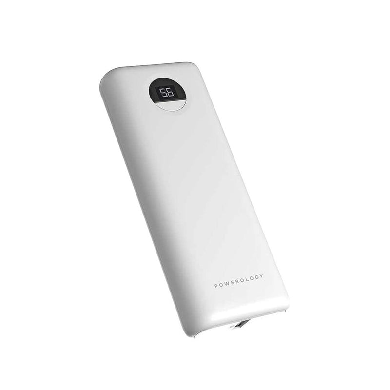 Powerology Compact Power Bank 20000mAh PD 30W White [O] - بطارية متنقلة سعة 20 الف - شاشة رقمية - قوة 30 واط - باورولوجي - كفالة 24 شهر