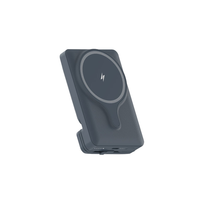 Powerology 5000mAh Power Bank With Magnetic Wireless Charger Car Mount - Grey [O] - بطارية متنقلة سعة 5 آلاف - ستاند - سلك شحن تايب سي - قوة 20 واط - ماغ سيف - شحن وايرليس قوة 15 واط - ستاند سيارة ( فتحة تكييف ) - باورولوجي - كفالة 12 شهر