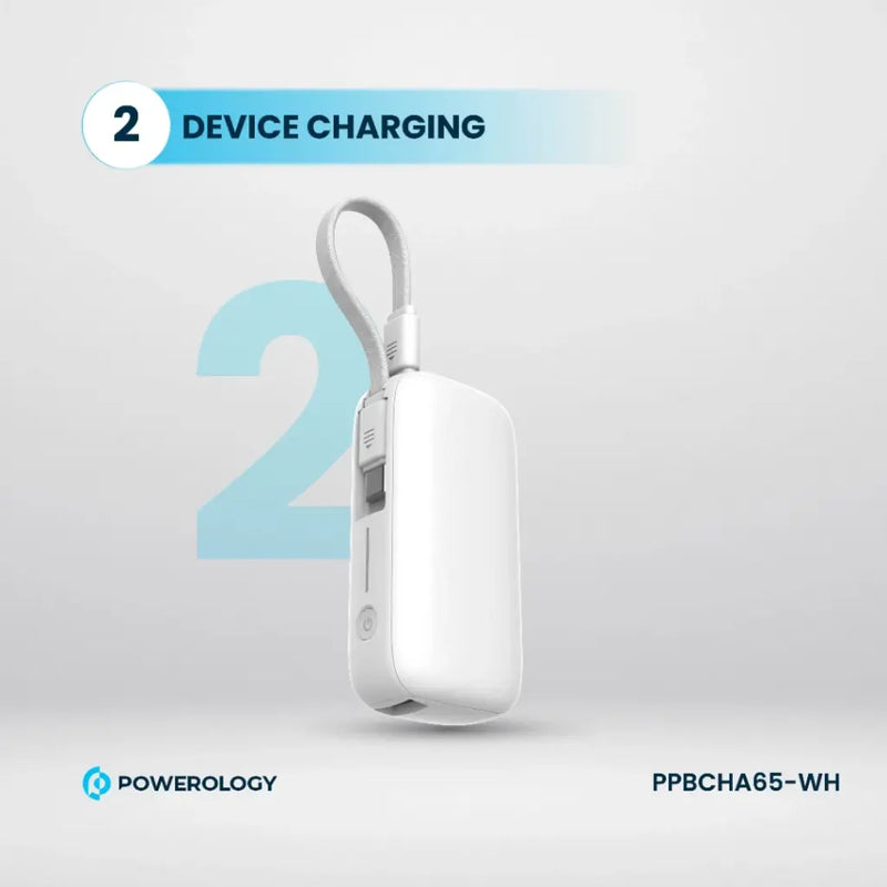 Powerology 5000mAh Power Bank - بطارية متنقلة - باورولوجي - سعة 5000 - سلك شاحن تايب سي - كفالة 24 شهر