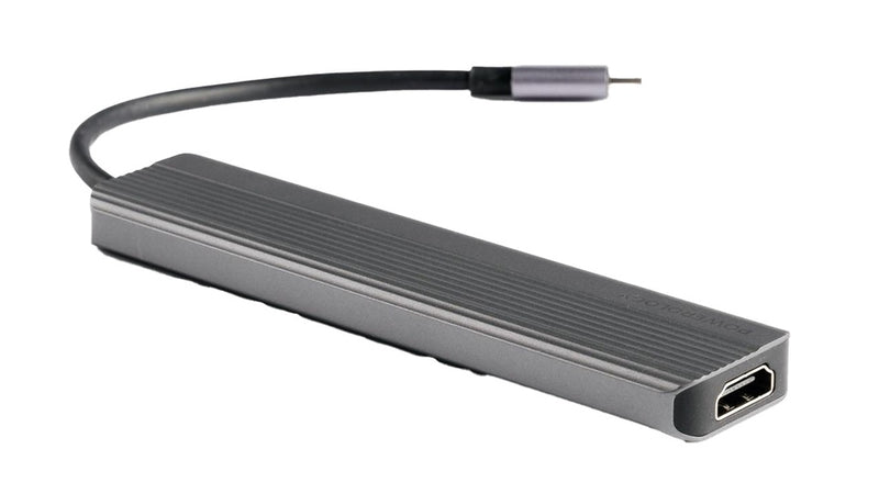 Powerology 6-in-1 Slim 4K HDMI USB-C Hub - وصلة تايب سي - 6 في 1 - متعددة الاستعمالات - لاجهزة الايباد برو - والماكو بوك واللاب توبات - كفالة 24 شهر
