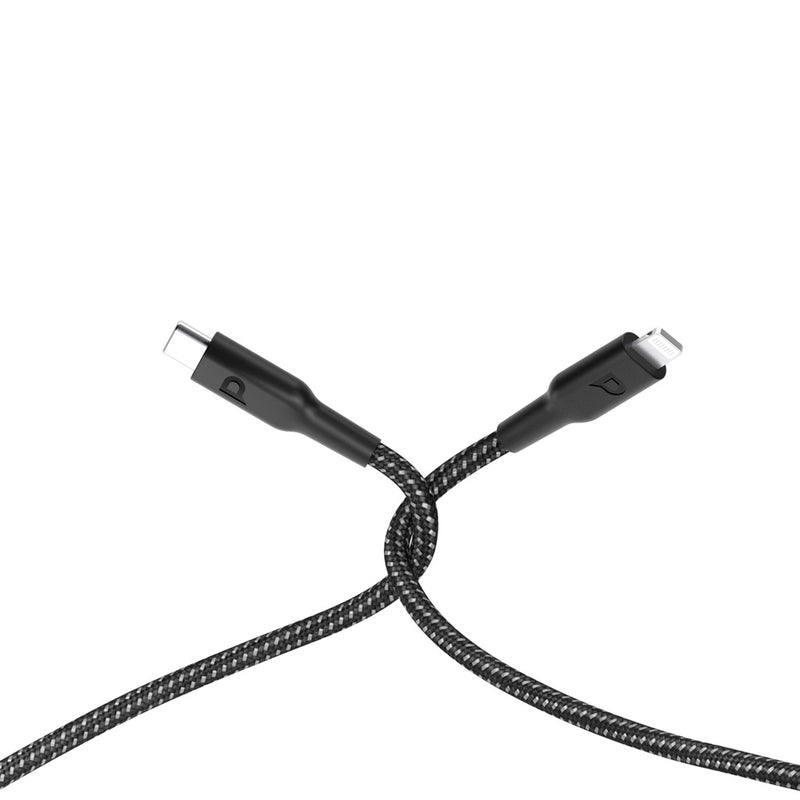 Powerology New Braided Type-C to Lightning Cable 1.2M PD 60W - Black - سلك شحن ايفون - تايب سي - باورولوجي - 1.2 متر - كفالة 24 شهر