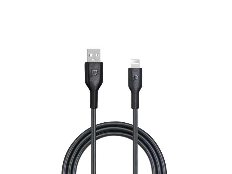 Powerology PVC Mfi Cable USB-A to Lightning 1.2M - Black - سلك شحن ايفون - باورولوجي - 1.2 سم - كفالة 12 شهر