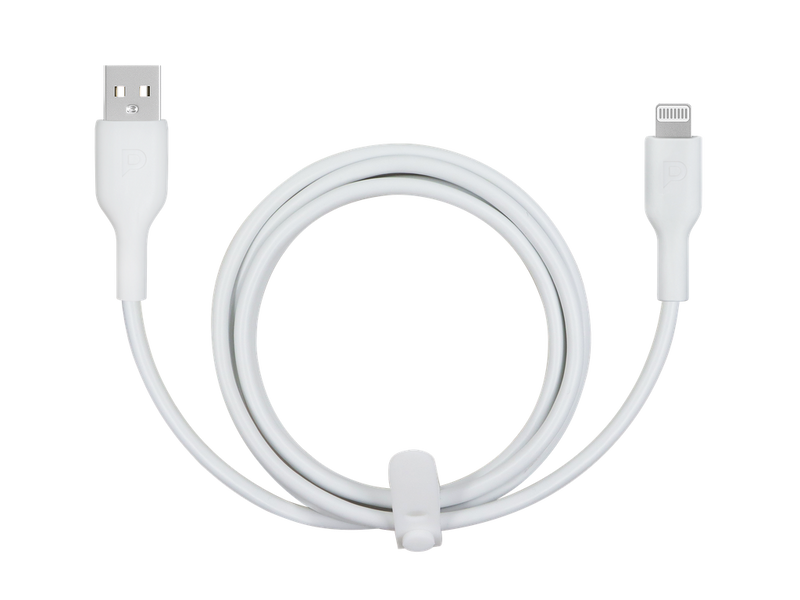 Powerology PVC Mfi Cable USB-A to Lightning 1.2M - White - سلك شحن ايفون - باورولوجي - 1.2 سم - كفالة 12 شهر