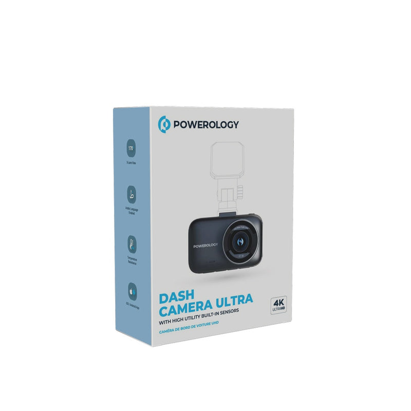 Powerology Dash Camera 4K Ultra With High Utility Built-in Sensors  [O] - كاميرا سيارة من باورولوجي بجودة 4 ك - كفالة 24 شهر