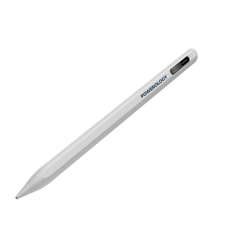 Powerology Digital Stylus 2018-2024 iPad Models – White - قلم الكتروني - لأجهزة ايباد برو وميني 6 ( 2018 / 2024 ) وايباد اير 4 / 5 - باورولوجي - كفالة 24 شهر