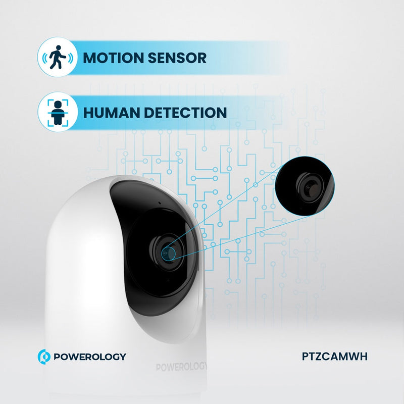 Powerology Indoor PTZ Smart Camera - White - كاميرا داخلية منزلية - باورولوجي - كفالة 12 شهر