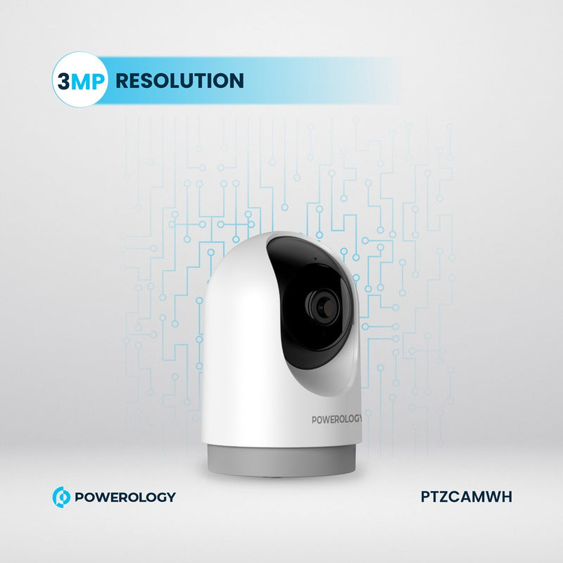 Powerology Indoor PTZ Smart Camera - White - كاميرا داخلية منزلية - باورولوجي - كفالة 12 شهر