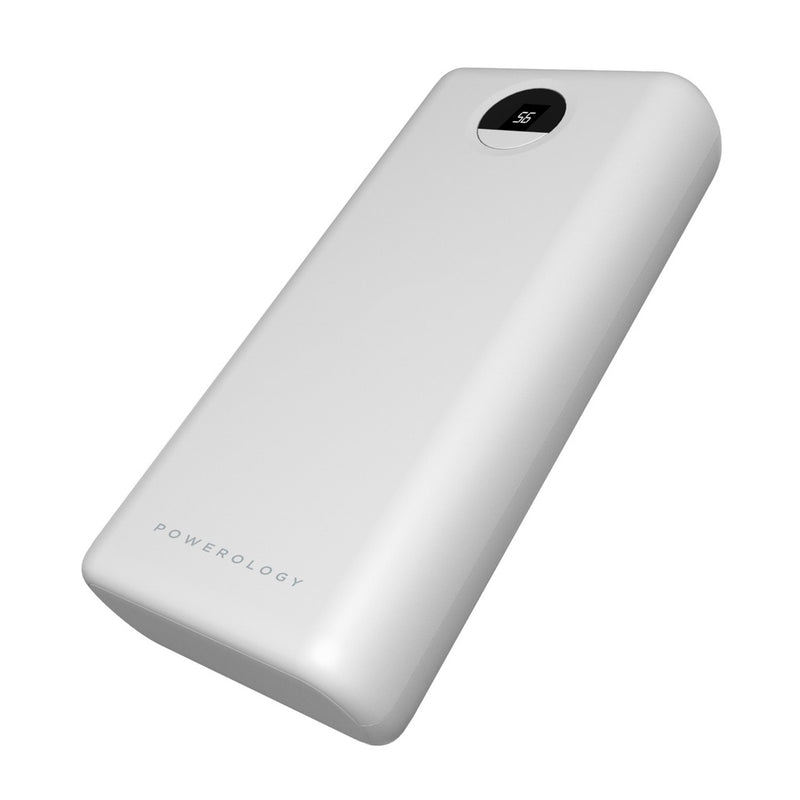 Powerology 30000 mAh High-Capacity Power White [O] بطارية متنقلة - باورولوجي - سعة 30 الف - 3 منافذ للشحن السريع