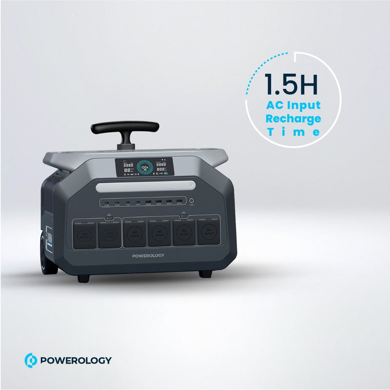 Powerology Solar Input Portable Generator - [O] - مولد طاقة محمول + بطارية متنقلة - متعدد الاستخدامات بمدخل للطاقة الشمسية