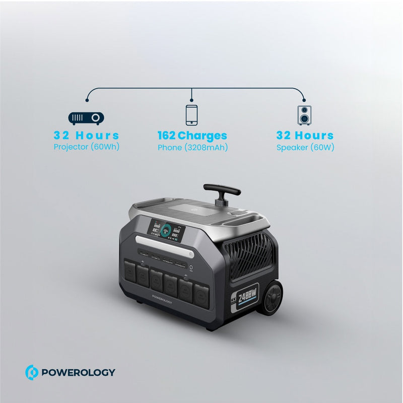 Powerology Solar Input Portable Generator - [O] - مولد طاقة محمول + بطارية متنقلة - متعدد الاستخدامات بمدخل للطاقة الشمسية