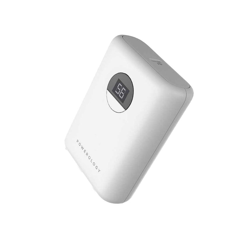 Powerology Ultra-Compact 10000 mAh Fast Charging Power Bank White [O] - بطارية متنقلة سعة 10 الف - شاشة رقمية - قوة 20 واط - باورولوجي - كفالة 24 شهر