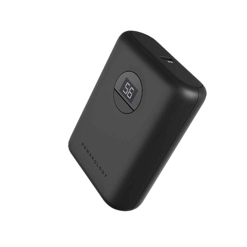 Powerology Ultra-Compact 10000 mAh Fast Charging Power Bank Black [O] - بطارية متنقلة سعة 10 الف - شاشة رقمية - قوة 20 واط - باورولوجي - كفالة 24 شهر